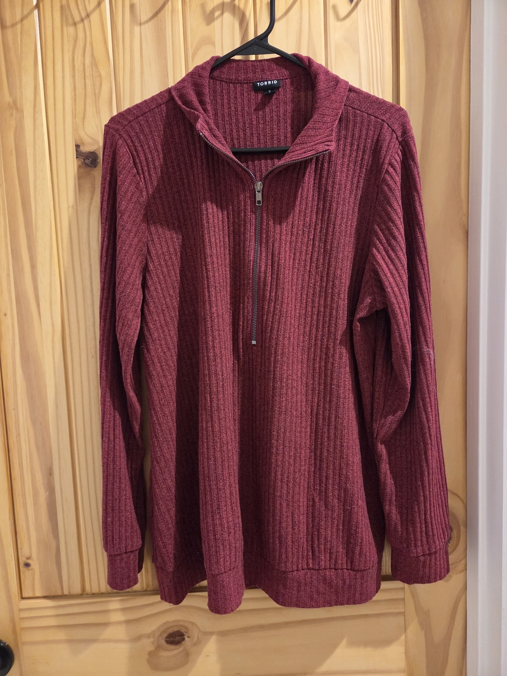 torrid Womens Ribbed Half-Zip Sweater in Wine Red